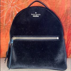Kate Spade New York: Chelsea Black Velour Mini Backpack/ Bag